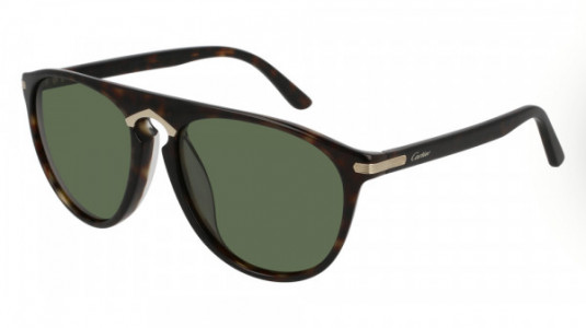 Cartier CT0013SA Sunglasses, 002 - HAVANA with GREEN polarized lenses