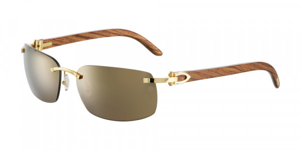 Cartier CT0047S Sunglasses, 001 - GOLD with BROWN temples and BROWN lenses