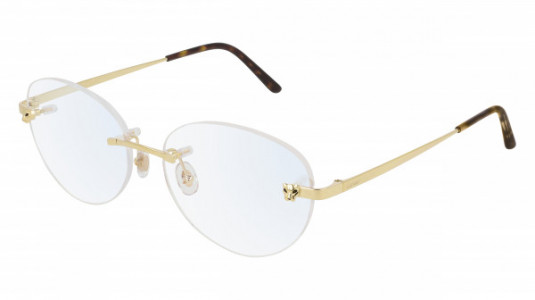 Cartier CT0028O Eyeglasses, 003 - GOLD with HAVANA temples and TRANSPARENT lenses