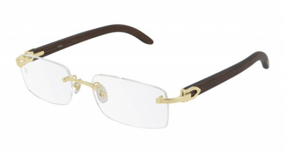 Cartier CT0052O Eyeglasses, 005 - GOLD with BROWN temples and TRANSPARENT lenses
