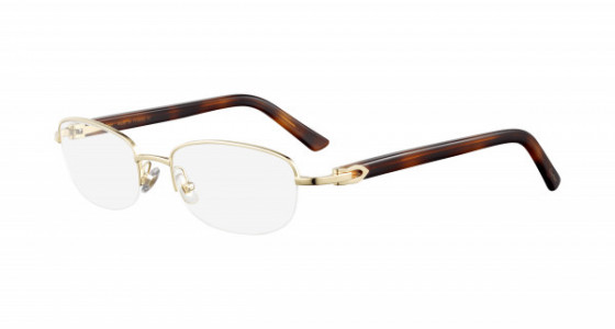 Cartier CT0057O Eyeglasses, 002 - GOLD with BROWN temples and TRANSPARENT lenses