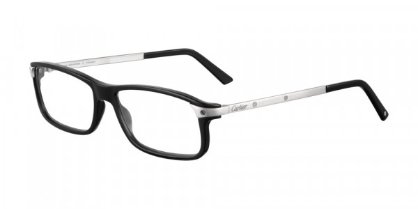 Cartier CT0073O Eyeglasses, 001 - BLACK with SILVER temples