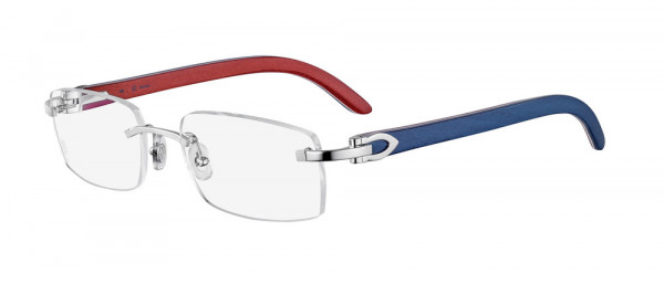Cartier CT0080O Eyeglasses, 001 - SILVER with BLUE temples