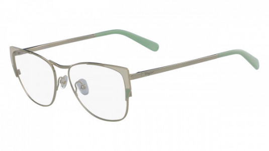 Ferragamo SF2163 Eyeglasses, (750) SHINY GOLD/MINT