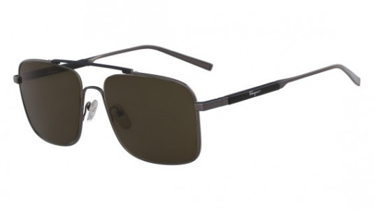 Ferragamo SF173S Sunglasses, (021) SHINY DARK GUNMETAL/BLACK