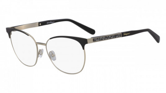 Ferragamo SF2166R Eyeglasses, (718) SHINY GOLD/BLACK