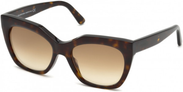 Balenciaga BA0132 Sunglasses, 52F - Dark Havana / Gradient Brown