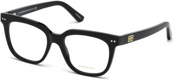 Balenciaga BA5089 Eyeglasses, 001 - Shiny Black