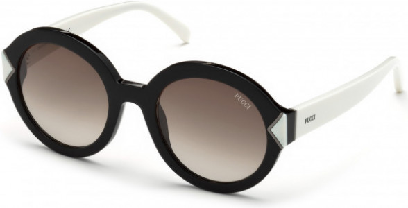 Emilio Pucci EP0069 Sunglasses, 01K - Black Front, White Temples/ Gradient Roviex Lenses