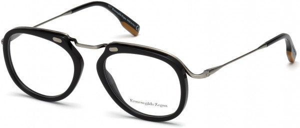 Ermenegildo Zegna EZ5124 Eyeglasses, 001 - Shiny Black & Gunmetal, Vicuna Signature