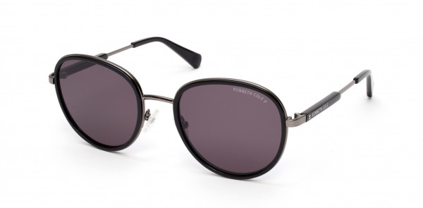 Kenneth Cole New York KC7227 Sunglasses, 01D - Shiny Black / Smoke Polarized Lenses