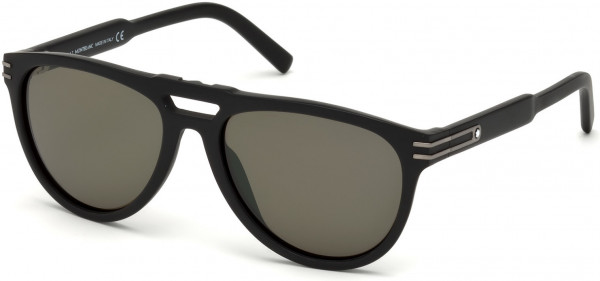 Montblanc MB699S Sunglasses, 02N - Matte Black / Green