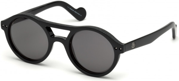Moncler ML0037 Sunglasses, 01A - Shiny Black/ Smoke Lenses