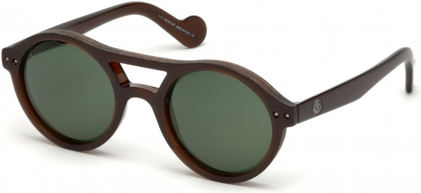 Moncler ML0037 Sunglasses, 50N - Shiny Dark Transparent Brown/ Vintage Green Lenses