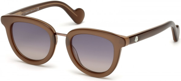 Moncler ML0044 Sunglasses, 50B - Pearl Brown/shiny Bronze Metal/ Gradient Grey-To-Sand Lenses