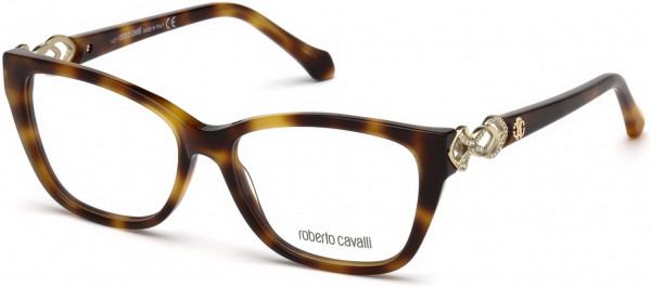 Roberto Cavalli RC5060 Licciana Eyeglasses, 052 - Shiny Classic Havana, Shiny Pale Gold & Crystal Decor