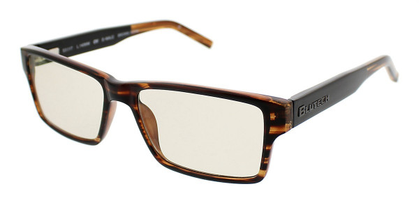BluTech E-MALE Eyeglasses, Brown Horn
