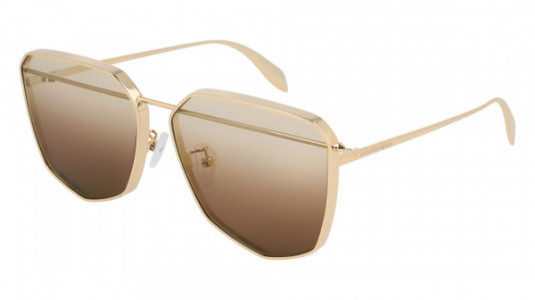 Alexander McQueen AM0136S Sunglasses, 001 - GOLD with BROWN lenses