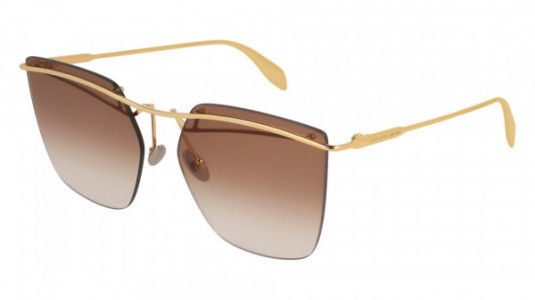 Alexander McQueen AM0144S Sunglasses, 001 - GOLD with BROWN lenses