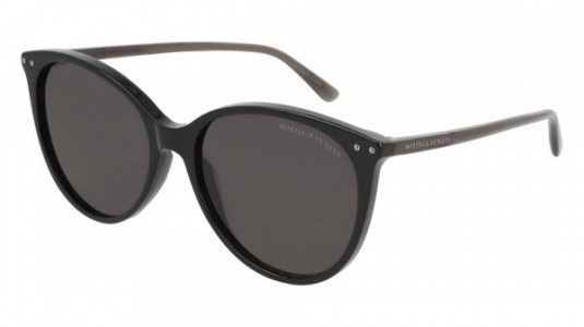 Bottega Veneta BV0159S Sunglasses, 001 - BLACK with GREY temples and GREY lenses