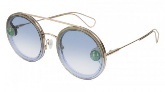 Christopher Kane CK0024S Sunglasses, 004 - GOLD with LIGHT BLUE lenses
