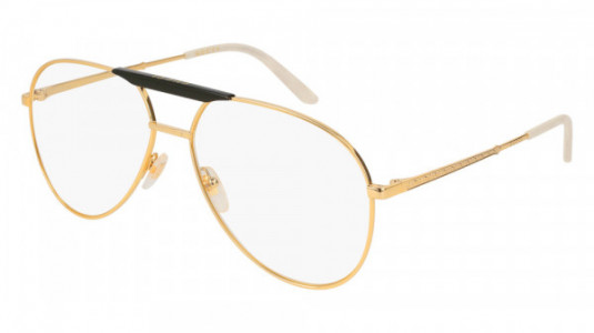 Gucci GG0242S Sunglasses, 001 - GOLD with TRANSPARENT lenses