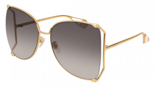 Gucci GG0252S Sunglasses, 002 - GOLD with GREY lenses