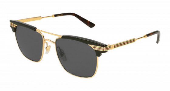 Gucci GG0287S Sunglasses, 001 - BLACK with GOLD temples and GREY lenses