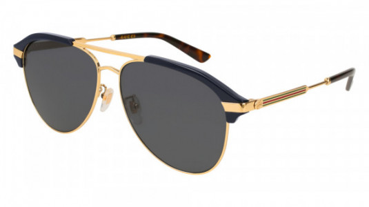 Gucci GG0288SA Sunglasses, 001 - BLACK with GOLD temples and GREY lenses