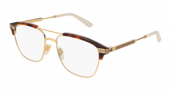 Gucci GG0241O Eyeglasses, 002 - GOLD with TRANSPARENT lenses