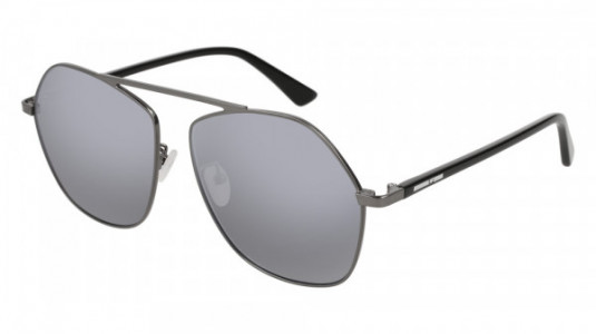 McQ MQ0145SA Sunglasses, 001 - RUTHENIUM with BLACK temples and SILVER lenses