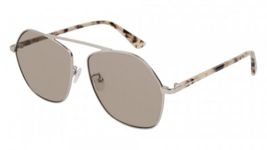 McQ MQ0145SA Sunglasses, 004 - SILVER with HAVANA temples and GREY lenses