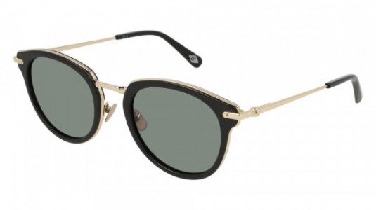 Brioni BR0039S Sunglasses, 001 - BLACK with GOLD temples and GREEN lenses