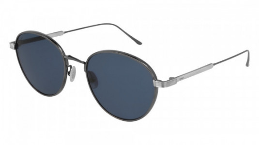 Cartier CT0009S Sunglasses, 004 - RUTHENIUM with SILVER temples and BLUE lenses