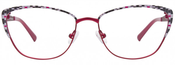 EasyClip EC482 Eyeglasses, 030 - Satin Red & Black & White & Pink