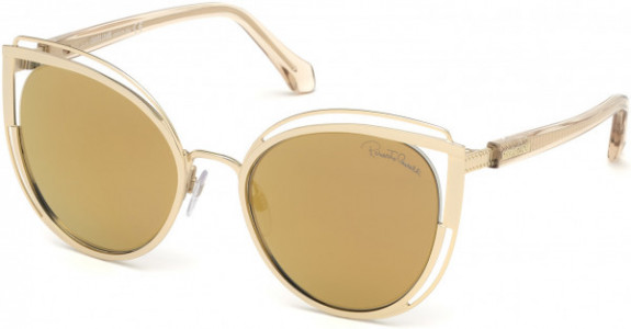 Roberto Cavalli RC1095 Montieri Sunglasses, 32G - Shiny Pale Gold, Shiny Transp. Nude/ Smoke Gold Mirrored