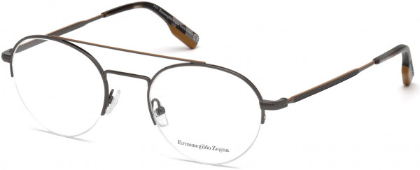 Ermenegildo Zegna EZ5131 Eyeglasses, 008 - Antique Gunmetal, Grey Havana & Vicuna Signature