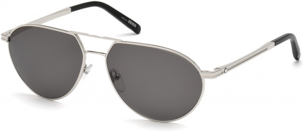 Montblanc MB714S Sunglasses, 16D - Shiny Palladium / Smoke Polarized
