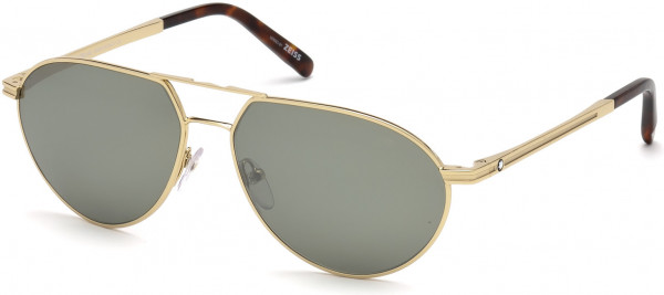 Montblanc MB714S Sunglasses, 32Q - Gold / Green Mirror