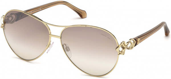 Roberto Cavalli RC1078 Minucciano Sunglasses, 32G - Shiny Light Gold, Shiny Transp. Brown/ Gradient Brown W. Silver Flash