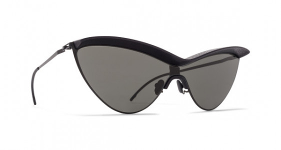 Mykita MMECHO002 Sunglasses, MH6 PITCH BLACK/BLACK - LENS: DARK GREY SOLID SHIELD