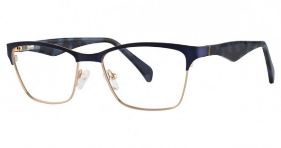 Genevieve Fascinate Eyeglasses, matte indigo blue/gold