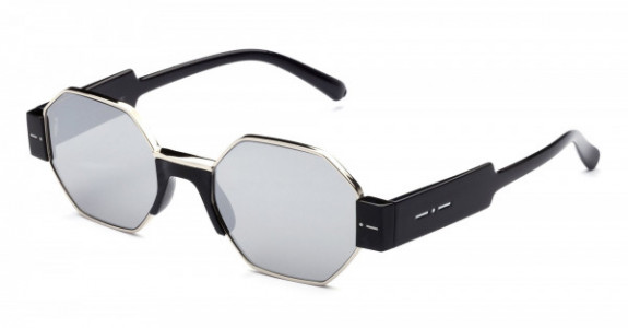 Italia Independent Raymond Sunglasses, Black/Grey Acetate (Mirrored/Silver) .009.071