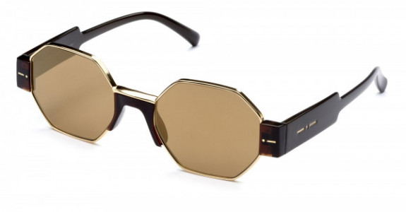 Italia Independent Raymond Sunglasses, Brown Acetate (Mirrored/Gold) .044.041