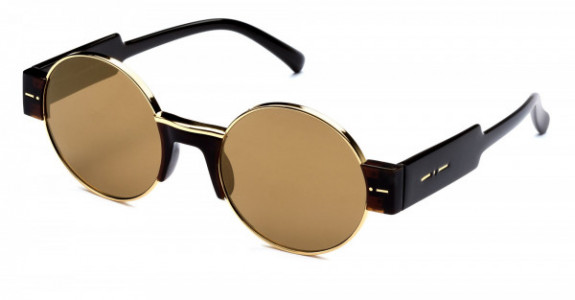 Italia Independent Brooke Sunglasses, Brown Acetate (Mirrored/Gold) .044.041