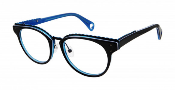 Betsey Johnson Luscious Lennon Eyeglasses, BLACK BLUE 05