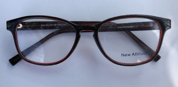 New Attitude NA63 Eyeglasses, 1 - Black/Wine