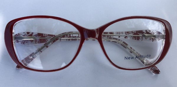 New Attitude NA64 Eyeglasses, 1 - Ruby/Crystal