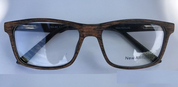 New Attitude NA65 Eyeglasses, 3 - Matte Brown/Wood Grain