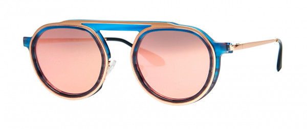 Thierry Lasry Ghosty New Sunglasses, 042 - Blue & Gold w/ Peach Flash Lenses